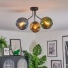 Koyoto ceiling light, globe light blue, gold, green, 3-light sources