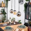 Gastor hanging light, globe light, pendant light Amber, Smoke-coloured, 3-light sources
