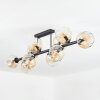 Ripoll ceiling light, globe light Amber, clear, 10-light sources