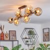 Ripoll ceiling light, globe light Amber, clear, 10-light sources