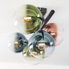 Gastor ceiling light, globe light blue, green, clear, coppery, 5-light sources