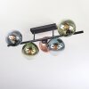 Gastor ceiling light, globe light blue, green, clear, coppery, 5-light sources
