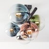 Gastor ceiling light, globe light blue, chrome, green, clear, coppery, Smoke-coloured, 5-light sources