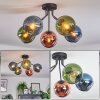 Koyoto ceiling light, globe light 52 cm blue, green, coppery, 5-light sources