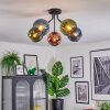 Koyoto ceiling light, globe light 52 cm blue, green, coppery, 5-light sources