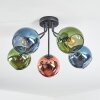 Koyoto ceiling light, globe light 52 cm blue, green, coppery, 5-light sources