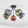 Koyoto ceiling light, globe light 52 cm blue, green, clear, coppery, 5-light sources