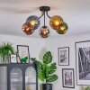 Koyoto ceiling light, globe light 52 cm blue, chrome, gold, green, coppery, Smoke-coloured, 5-light sources