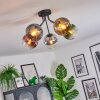 Koyoto ceiling light, globe light 52 cm blue, chrome, gold, green, clear, coppery, Smoke-coloured, 5-light sources