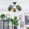 Koyoto ceiling light, globe light 52 cm blue, gold, green, 5-light sources