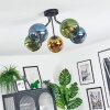 Koyoto ceiling light, globe light 52 cm blue, gold, green, 5-light sources