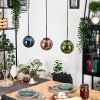 Gastor hanging light, globe light, pendant light blue, green, coppery, 3-light sources