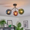 Gastor ceiling light, globe light blue, green, coppery, 3-light sources