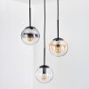 Gastor hanging light, globe light, pendant light Amber, clear, Smoke-coloured, 3-light sources