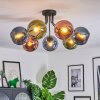Koyoto ceiling light, globe light 82 cm blue, green, coppery, 7-light sources