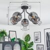 Koyoto ceiling light, globe light 52 cm Smoke-coloured, 5-light sources