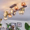 Chehalis ceiling light, globe light blue, green, clear, coppery, 10-light sources