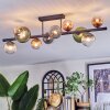 Chehalis ceiling light, globe light blue, green, clear, coppery, 10-light sources