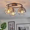 Ripoll ceiling light, globe light Amber, clear, Smoke-coloured, 3-light sources