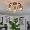 Ripoll ceiling light, globe light Amber, clear, Smoke-coloured, 3-light sources