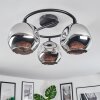 Ripoll ceiling light, globe light chrome, Smoke-coloured, 3-light sources