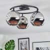 Ripoll ceiling light, globe light chrome, Smoke-coloured, 3-light sources
