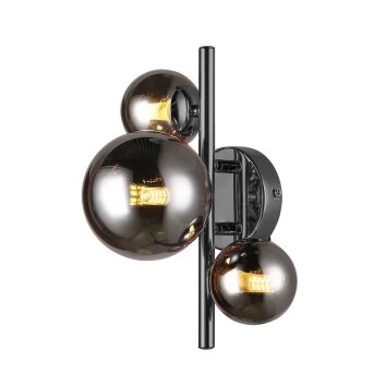 WOFI VILLA Wall Light chrome, black, 3-light sources