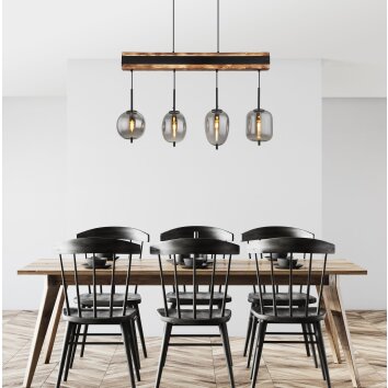 Globo LOREY Pendant Light Dark wood, black, 4-light sources