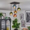 Koyoto ceiling light, globe light blue, gold, green, clear, coppery, 5-light sources