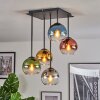 Koyoto ceiling light, globe light blue, gold, green, clear, coppery, Smoke-coloured, 5-light sources
