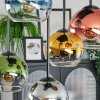 Koyoto ceiling light, globe light blue, gold, green, clear, coppery, Smoke-coloured, 5-light sources