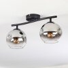 Ripoll ceiling light, globe light chrome, clear, Smoke-coloured, 2-light sources