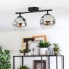 Ripoll ceiling light, globe light chrome, clear, Smoke-coloured, 2-light sources