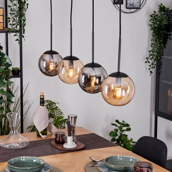 Gastor hanging light, globe light, pendant light Amber, Smoke-coloured, 4-light sources