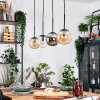 Gastor hanging light, globe light, pendant light Amber, clear, Smoke-coloured, 4-light sources