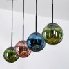 Gastor hanging light, globe light, pendant light blue, green, coppery, 4-light sources