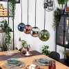 Gastor hanging light, globe light, pendant light blue, chrome, green, coppery, Smoke-coloured, 4-light sources
