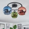 Koyoto ceiling light, globe light 37 cm blue, green, coppery, 3-light sources