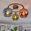Koyoto ceiling light, globe light 37 cm blue, green, coppery, 3-light sources