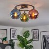 Koyoto ceiling light, globe light 37 cm blue, green, coppery, 3-light sources