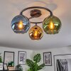 Koyoto ceiling light, globe light 37 cm blue, gold, green, 3-light sources