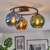 Koyoto ceiling light, globe light 37 cm blue, gold, green, 3-light sources
