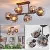 Ripoll ceiling light, globe light chrome, clear, Smoke-coloured, 6-light sources