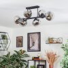 Ripoll ceiling light, globe light chrome, clear, Smoke-coloured, 6-light sources