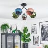 Gastor ceiling light, globe light 52 cm blue, chrome, green, coppery, Smoke-coloured, 5-light sources