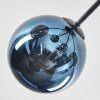 Gastor ceiling light, globe light 52 cm blue, chrome, green, coppery, Smoke-coloured, 5-light sources
