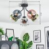 Gastor ceiling light, globe light 52 cm blue, chrome, green, clear, coppery, Smoke-coloured, 5-light sources