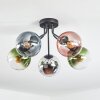 Gastor ceiling light, globe light 52 cm blue, chrome, green, clear, coppery, Smoke-coloured, 5-light sources