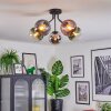 Gastor ceiling light, globe light 52 cm blue, chrome, green, clear, coppery, Smoke-coloured, 5-light sources