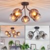 Koyoto ceiling light, globe light 52 cm clear, Smoke-coloured, 5-light sources